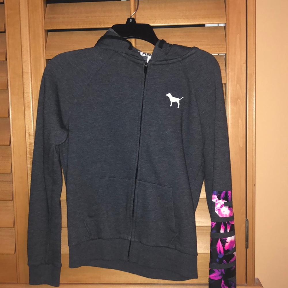 Grey Jacket with flower detail on the sleeves